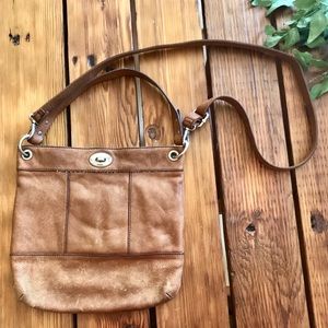 Soft distressed slouchy leather FOSSIL bag